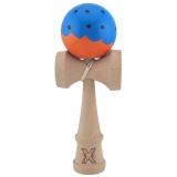 Jucarie de indemanare din lemn, Kendama X, Super Sticky, 18 cm, Albastru, Portocaliu