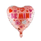 Balon din folie metalizata, flippy, figurina inimioara, model be mine, tematica iubire, 45 cm, ambalaj individual, pai inclus, umflare cu aer sau heli