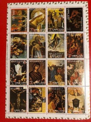 AJMAN, ARTĂ - BLOC ȘTAMPILAT foto