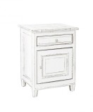 Cumpara ieftin Noptiera 1 usa 1 sertar lemn alb antichizat Colette 50x40x65 cm