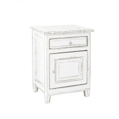 Noptiera 1 usa 1 sertar lemn alb antichizat Colette 50x40x65 cm