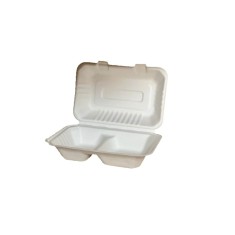 Set 50 Caserole Bicompartimentate Biodegradabile, 230x160x75 mm, Trestie de Zahar foto