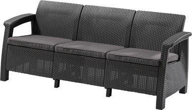 17197959 KETER Canapea cu 3 locuri graphite Corfu Love Seat