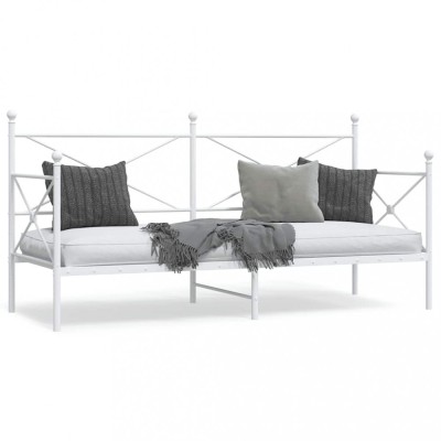 vidaXL Pat de zi fără saltea alb 80x200 cm oțel 4104680 foto