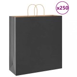 VidaXL Pungi de h&acirc;rtie 250 buc cu m&acirc;nere negre 45x17x48 cm