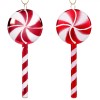 Ornamente Brad Crăciun Acadele Roșu/Alb 12cm, Set 4 Bucăți, Plastic, Decoratiune Brad