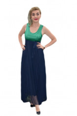 Rochie rafinata, lunga, de culoare bleumarin cu top verde foto