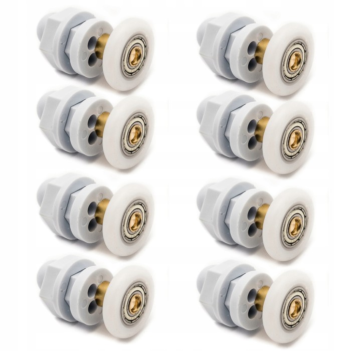 Set 8 role pentru cabina de dus, Aquaparts, Plastic/Alama, Alb