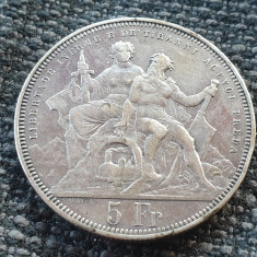 Elveția 5 franci / francs 1883 argint tiraj 30.000 Lugano