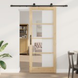 Ușă glisantă vidaXL cu set de fierărie &#039;ORKDAL&#039;lemn solid &amp; sticlă