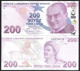 TURCIA 200 LIRE 2024/2025 ( 2009 ) prefix K , UNC [1] P- 227g , necirculata , Semn Guvernator Fatih Karahan , Viceguvernator Osman Cevdet Akcay