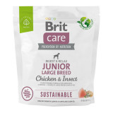 Brit Care Sustainable Junior Large Breed, L-XL, Pui și Insecte, hrană uscată c&acirc;ini junior, sistem digestiv, 1kg