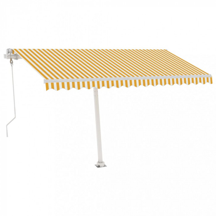 Copertină autonomă retractabilă automat galben&amp;alb, 400x300 cm