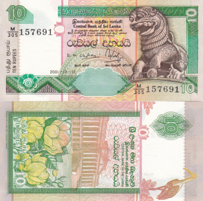 Sri Lanka 10 Rupees 2001 UNC foto
