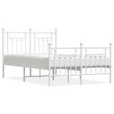 Cumpara ieftin Cadru de pat metalic cu tablie, alb, 120x200 cm
