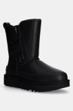 UGG bocanci de piele Classic Short Moto Boot culoarea negru, 1164710-BLK