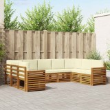 vidaXL Seturi de canapele 9 pcs Natural și Crem Lemn Solid de Acacia 3375485