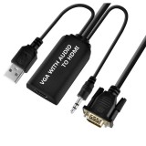 Cablu convertor VGA tata la HDMI mama cu audio si USB, 0.5m, negru