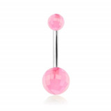 Piercing pentru buric, discol ball-uri acrilice roz &icirc;nchis