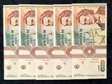 5 bancnote UNC si consecutive 1.000lei din 1991
