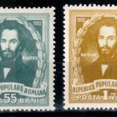 Romania 1952, LP 333, Centenarul nasterii lui Nicolae Balcescu, MNH!