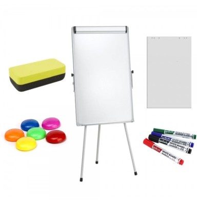 Flipchart magnetic +Plus Office 70x100 cm + hartie flipchart, markere, burete, magneti foto