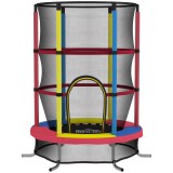 HOMCOM Trambulină pentru Copii 3-6 Ani cu Plasă de Siguranță, Fără Arcuri, Picioare &icirc;n L, pentru Interior și Exterior, &Oslash;160x190 cm, Multicolor | Aosom