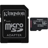 Card Memorie microSDXC Kingston Industrial, 64Gb, Clasa 10 / UHS-1 U3, Cu Adaptor SDCIT2/64GB