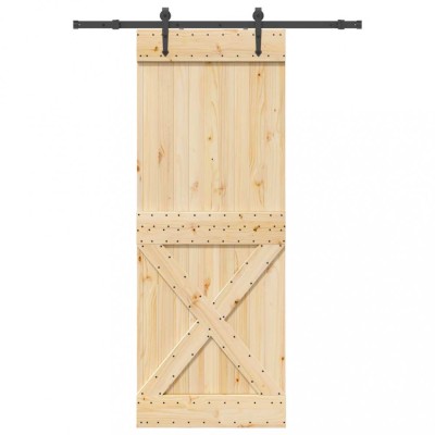 vidaXL Ușă glisantă cu set de feronerie 85x210 cm, lemn masiv de pin foto