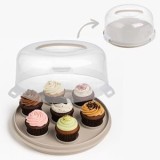 Suport rotund pentru chec si briose, 2 in 1, Bej, &Oslash;28x14.5cm, CMCLASS