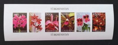 TURKMENISTAN- ORHIDEE-6v in 1 coala mica-nedantelata-MNH** -TU PLR 61 foto