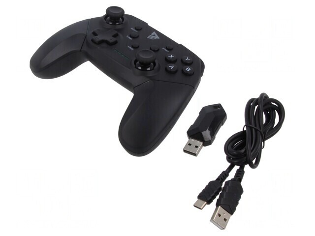 Gamepad neagră USB fără fir 10m 15 butoane 600mAh 8h