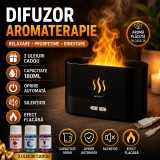 Cumpara ieftin SMARTECH Difuzor de ulei esential, aromaterapie, umidificator de aer, rezervor 180ML, cu lumina tip flacara + Cadou 3 Uleiuri
