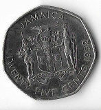 Moneda 25 cents 1992 - Jamaica, America Centrala si de Sud, Nichel