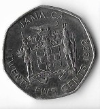 Moneda 25 cents 1992 - Jamaica, Marcus Carvey, America Centrala si de Sud, Cupru-Nichel