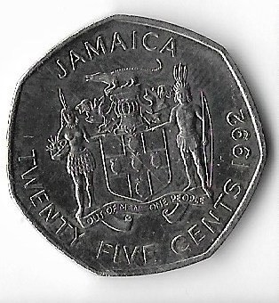 Moneda 25 cents 1992 - Jamaica, Marcus Carvey