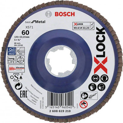 Bosch Discuri de slefuire evantai X-LOCK, versiunea dreapta, placa din plastic, D125, G60 foto