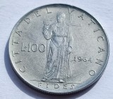 269. Moneda Vatican 100 lire 1965 (AN) (Al 262-lea Papa Paul al VI-lea), Europa
