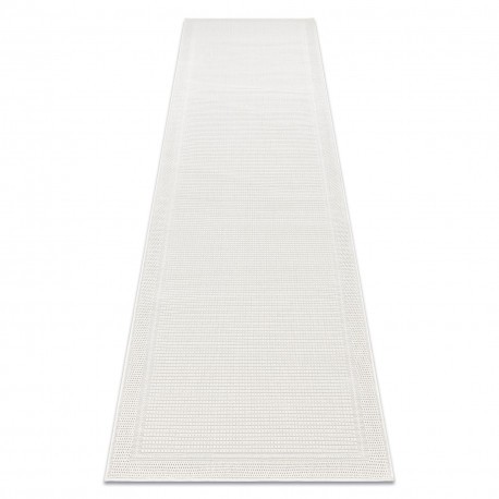 Covor, traversa TIMO 5979 sisal exterior cadru alb, 60x300 cm