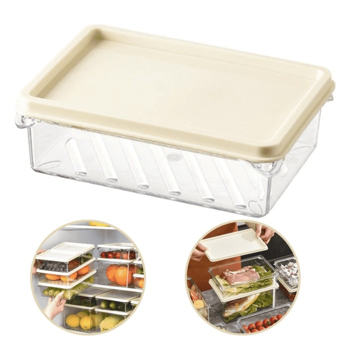 Cutie de depozitare Koken, plastic PP cu capac, container transparent pentru frigider, 20x13,5x5,5 cm