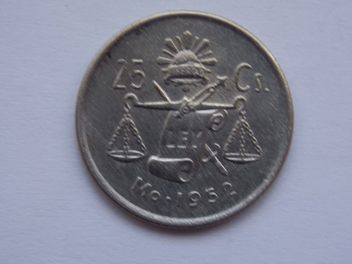 25 CENTAVOS 1952 MEXIC-argint