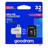 Card MicroSD 32GB + Adaptor + Cititor de carduri Clasa 10 GoodRam, 32 GB