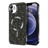 Husa MagSafe pentru Apple iPhone 12, Techsuit, Luxury Glitter, Neagra