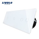 Cumpara ieftin Intrerupator touch triplu Livolo din sticla alba, simplu+simplu+dublu