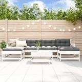 Gossi set mobilier de gradina, 7 piese, alb, lemn masiv de pin