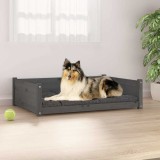 VidaXL Pat pentru c&acirc;ini, gri, 95,5x65,5x28 cm, lemn masiv de pin