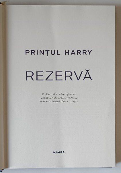 PRINTUL HARRY , REZERVA , 2023 , LIPSA SUPRACOPERTA