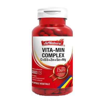 Vita-Min Complex C+D3+Zn+Se+Mg 60 capsule Adserv foto