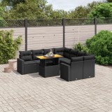 Cumpara ieftin Gossi set mobilier de gradina cu perne, 9 piese, negru, poliratan