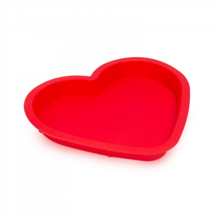 Formă de copt din silicon &icirc;n formă de inimă - roșu-~125 g